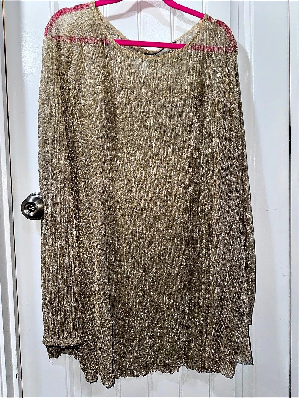 Roaman's Metallic Long Sleeve Tunic Gold Size 4X Like New